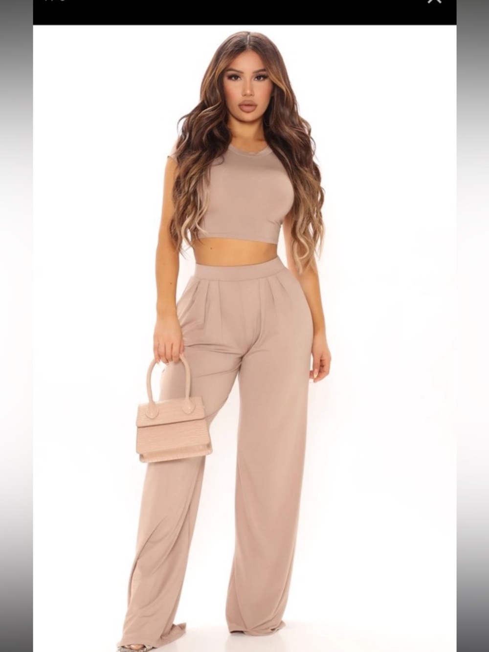 2 Piece Fashion Nova Wide Leg Pants Set